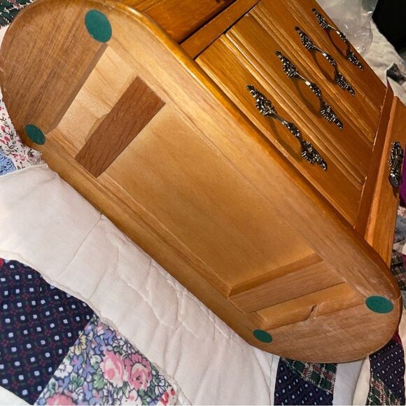 Mele and Co Vintage Wooden Jewelry Box w mirror, velvet lined drawers side doors - Picture 7 of 15